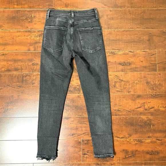 AGOLDE Denim Sophie Crop Jeans Black Chewed Hem Size 24 - Picture 9 of 14